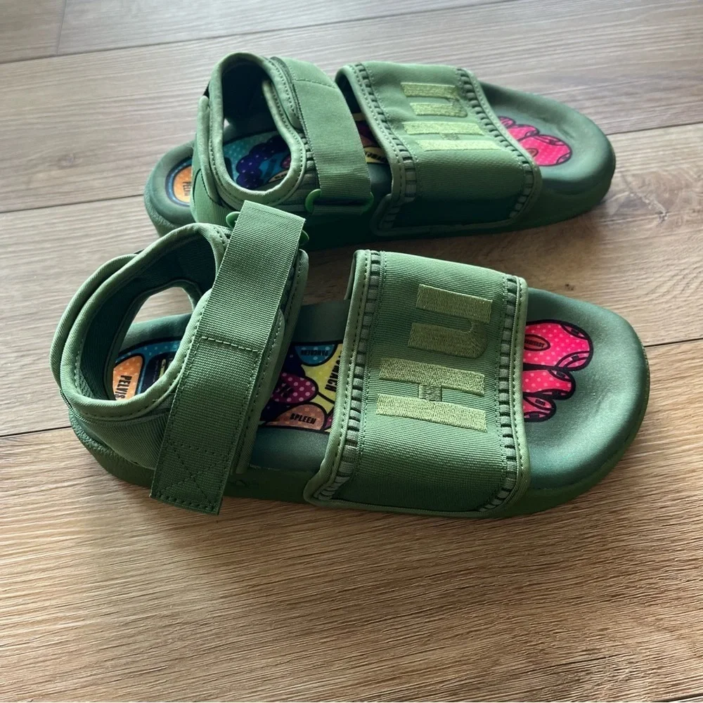 Adidas Size 5 Pharrell x Adilette 2.0 Sandal Hu Human Race Green